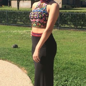 Dave & Johnny Two-Piece Black Prom Dress